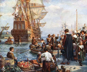 Pelgrimvaders aan boord van de Mayflower