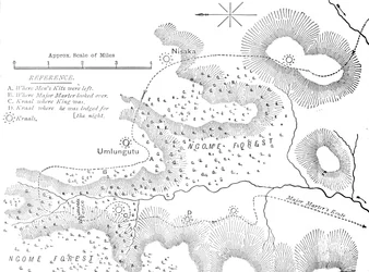 Plan van de grond waar Cetewayo werd gevangen, ca. 1880