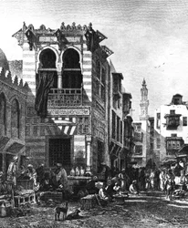 Populaire scholen in het hart van Caïro, Egypte, 1880