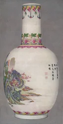 Porseleinen fles in de Ku Yueh Hsuan-stijl, Qianlong-periode, 1736-1796, 1928