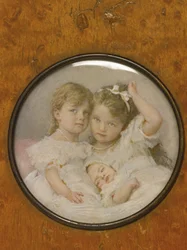 Portretminiatuur van Groothertoginnen Olga, Tatiana en Maria van Rusland