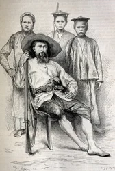 Portret van Auguste Pavie (1847-1925) Franse ontdekkingsreiziger en diplomaat in Indochina - Gravure