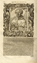 Portret van Christoffel Columbus. Uit Elogia virorum bellica virtute illustrium door Paolo Giovio