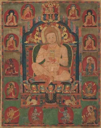 Portret van Jnanatapa Bijgestaan door Lamas en Mahasiddhas, ca. 1350
