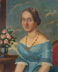 Portret van een dame met een ketting