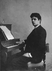 Portret van de componist Pietro Mascagni 1863-1945, ca. 1890