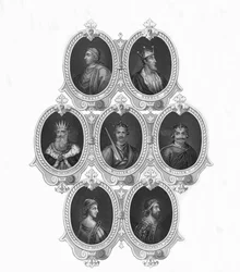 Portretten van oude munten
