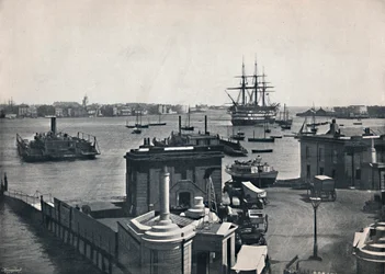 Portsmouth - Algemeen Uitzicht op de Haven, met Nelsons Oorlogsschip, De Victory, 1895