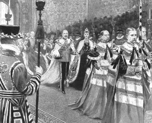 Prinses Alexandra...bij de opening van het eerste parlement van koning Edward VII, 1901