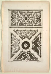 Print, Platte Bende decoup de Floeurs (Vlakke band van bloemen, vijf verschillende variaties)