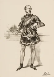 Afdruk van William 2e Graaf van Craven in kostuum gedragen bij het Eglinton-toernooi 1839