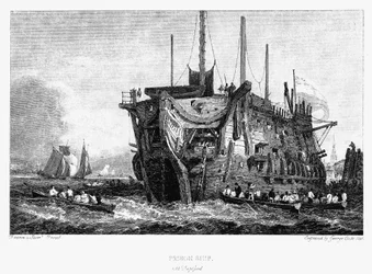 Gevangenishulk in Deptford, Londen, ca. 1826