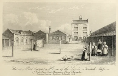 Proefhuis van de London Female Mission, 57 White Lion Street, Islington, Londen, c1836