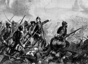 Pruisische infanterie in de aanval, Frans-Pruisische Oorlog, 1870