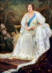Koningin Elizabeth in kroningsgewaden, 1937