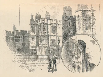 Bibliotheek van Koningin Elizabeth. Schets vanaf het Noordterras, 1895