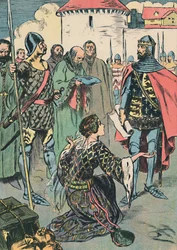 Koningin Philippa pleit voor de mannen van Calais, ca. 1907