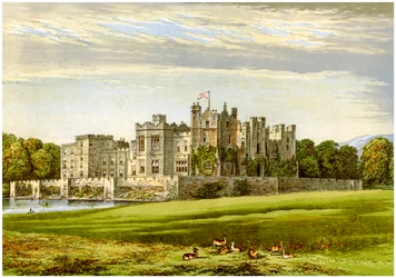 Raby Castle, County Durham, huis van de hertog van Cleveland, ca. 1880