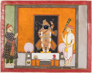 Raja Ram Singh aanbidt Krishna als Brij Nathji de bruidegom, c. 1820