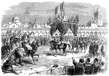 Ontvangst van de keizer van Frankrijk op de kade in Algiers