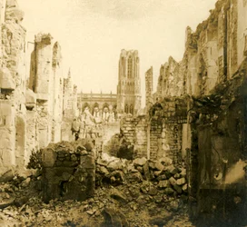 Kathedraal van Reims, Reims, Noord-Frankrijk, ca. 1914-1918