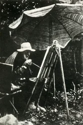 Renoir schildert buiten, ca. 1910s, 1947
