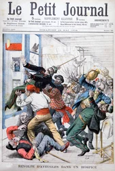 Opstand door blinde mannen in een hospice, Frankrijk, 1904