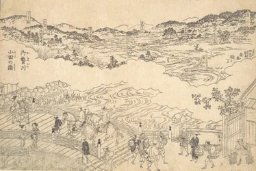 Rivier van Omue en brug van Oda, 1700