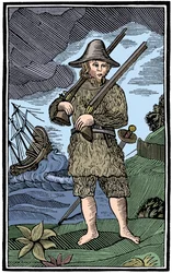 Robinson Crusoe, chapbook snede, 18e eeuw 1964