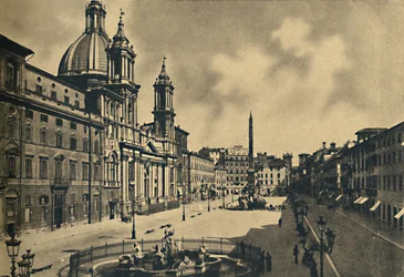 Rome - Circo Agonale - Kerk van St. Agnes - Fonteinen door Bernini, 1910
