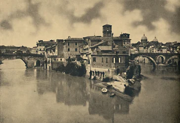 Rome - Tiberine-eiland en de oude bruggen Caestius en Fabritius, 1910
