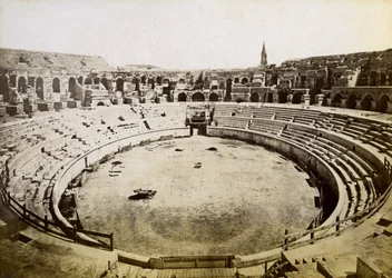 Romeins amfitheater, Nîmes, Frankrijk, eind 19e of begin 20e eeuw