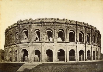 Romeins amfitheater, Nîmes, Frankrijk, late 19e of vroege 20e eeuw