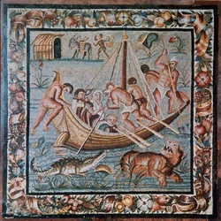 Romeins mozaïek van een veerboot, 2e eeuw