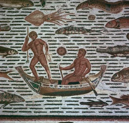 Romeins mozaïek van vissende mannen, 2e eeuw