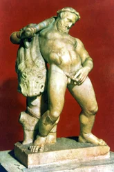 Romeins standbeeld van een dronken Hercules