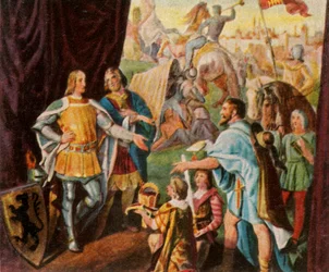 Rudolf van Habsburg ontvangt het nieuws van zijn verkiezing tot koning van Duitsland, 1273, 1936