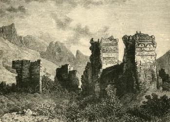 Ruïnes van de oude stadsmuren, Antiochië, 1890