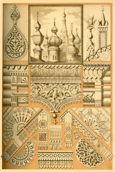 Russisch architectonisch ornament en houtsnijwerk, 1898