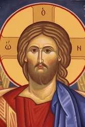 Saint-Antoine-le-Grand orthodox klooster. Icoon van Christus Pantocrator, Saint-Laurent-en-Royans, Frankrijk