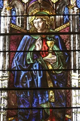 Sint-Pieterskathedraal. Glas-in-loodraam. Sint-Jan. Genève. Zwitserland