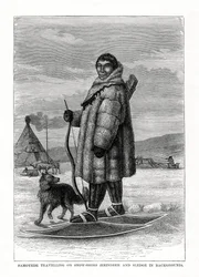 Samojeden reizen op sneeuwschoenen, Rusland, 1877