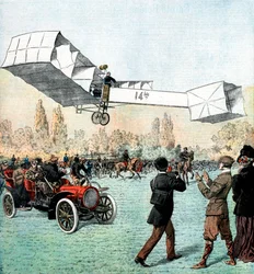 Santos-Dumont maakt de eerste gemotoriseerde vlucht in Europa, Parijs, 1906