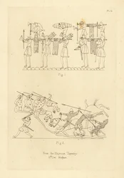 Saksische en Normandische militaire kostuums uit het Tapijt van Bayeux