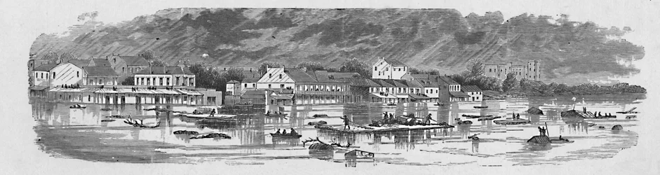 Scène in Baton Rouge tijdens de overstromingen van 1874, 1883