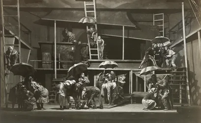 Scène uit De Heks door Abraham Goldfaden, Staats Joods Kamer Theater, Moskou, 1921