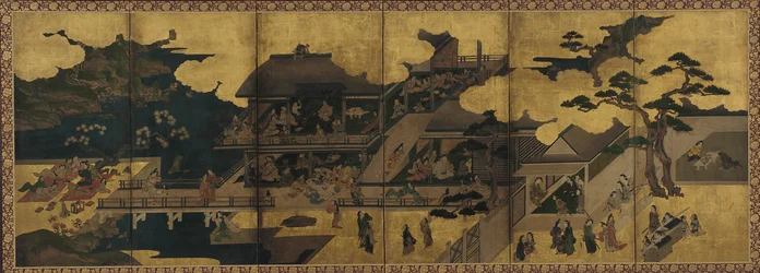 Scène van een feest in een bordeel, Edo periode, late 17e eeuw