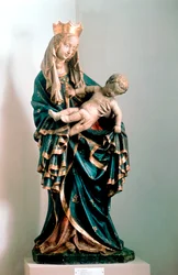 Schone Madonna, beschilderd beeld, uit de Pfarrkirche, Bad Aussee, Oostenrijk