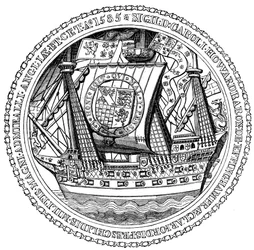 Zegel en handtekening van de Lord High Admiral, Charles, Lord Howard van Nottingham, 1585