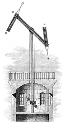 Doorsnede van een telegraaftoren voor Claude Chappes semafoor, 1792, ca. 1870